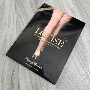 Honey Birdette Louise Ivory Bridal Suspender Stockings Thigh Highs Size S